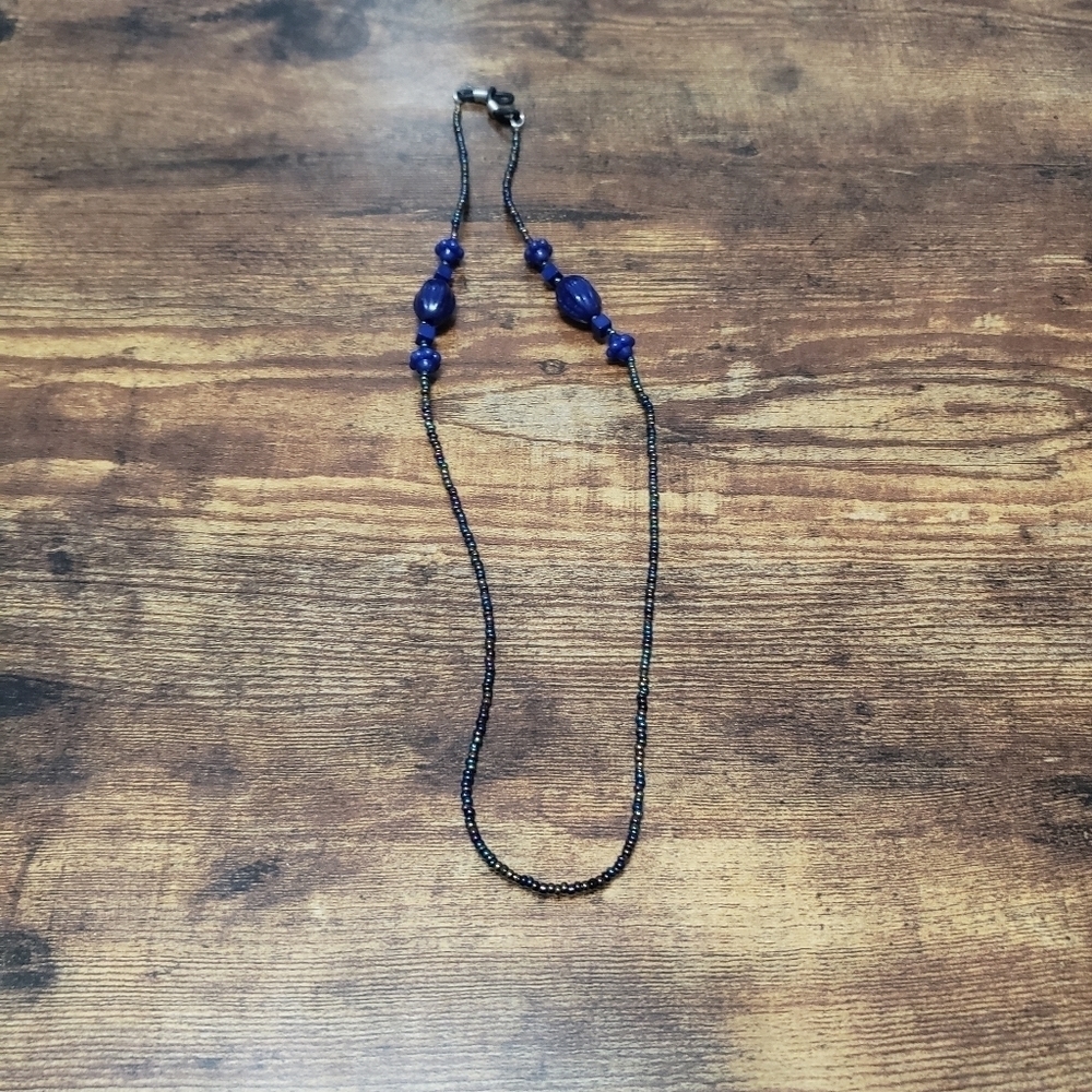 blue bead statement necklace